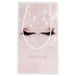 Glitter Makeup Lashes Bridal Girly Pink Princess Small Gift Bag