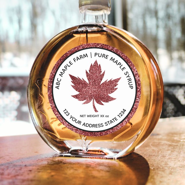 Glitter Maple Leaf Maple Syrup Label (Creator Uploaded)