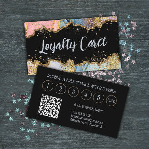 Glitter Marble Abstract Modern QR Code  Loyalty Card
