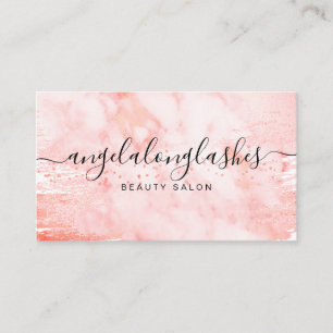 Glitter marble feminine orange Classy Business Card