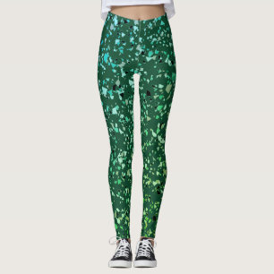 Glitter marble green confetti gradient abstract mo leggings