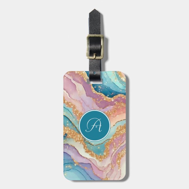 Glitter Marble Luggage Tag (Front Vertical)