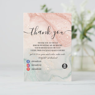Glitter  Marble Splash Liquid  Thank You Card