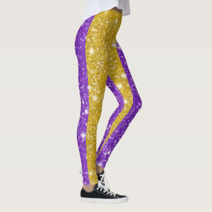Glitter Mardi Gras Colourful Stripe Carnival Leggings