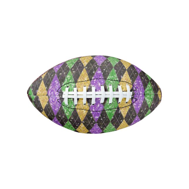 Glitter Mardi Gras Harlequin Argyle Diamond American Football (Front)