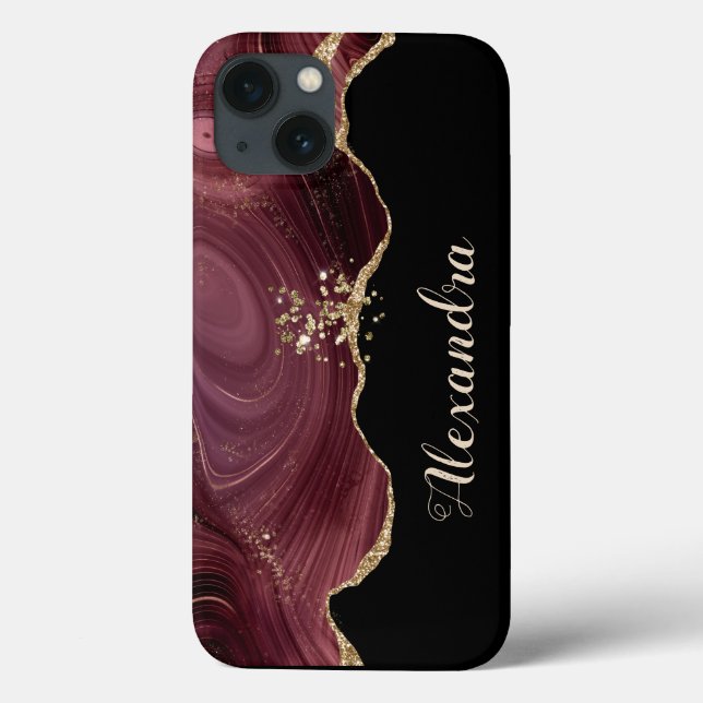 Glitter maroon burgundy with names Case-Mate iPhon Case-Mate iPhone Case (Back)