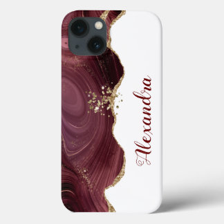 Glitter maroon burgundy with names Case-Mate iPhon iPhone 13 Case