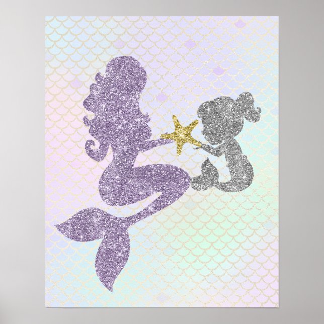Glitter Mermaid Mother & Child Poster (Front)