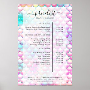 Glitter Mermaid Pattern Salon Preisliste Poster