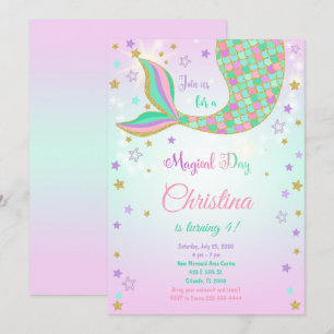 Glitter Mermaid Tail Birthday Invitation