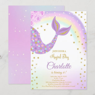 Glitter Mermaid Tail Birthday Invitation