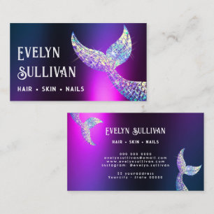 Glitter mermaid tail purple foil business card