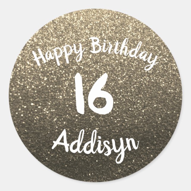 Glitter Metallic Birthday Bat Mitzvah Teen Sparkle Classic Round Sticker (Front)