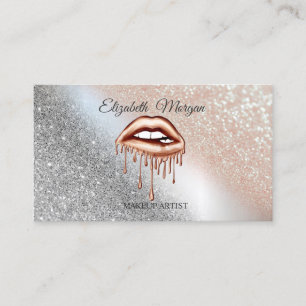 Glitter Metallic Dripping Lips Makeup Artist  Business Card