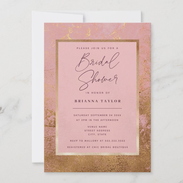 Glitter Metallic Rose Gold Bridal Shower Invitation (Front)
