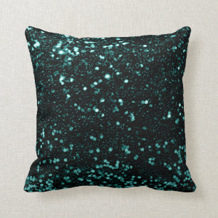 Glitter Minimal Fashion Sequin Teal Cali Green Cushion