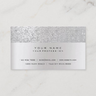 Glitter Minimal Pearly IT CYBER Silver Gray Vip Business Card