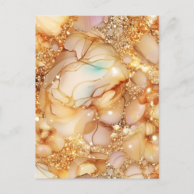Glitter Minimal Seamless Golden Pattern Holiday Postcard (Front)