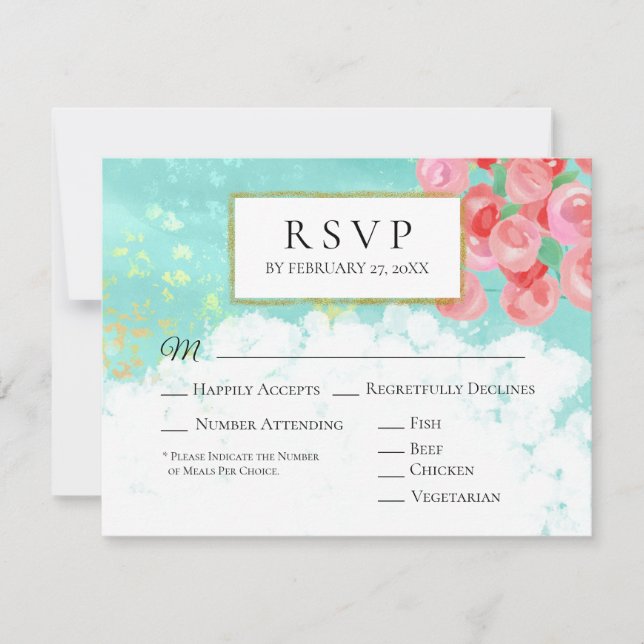 *~* Glitter Modern Abstract Flower Wedding RSVP Card (Front)