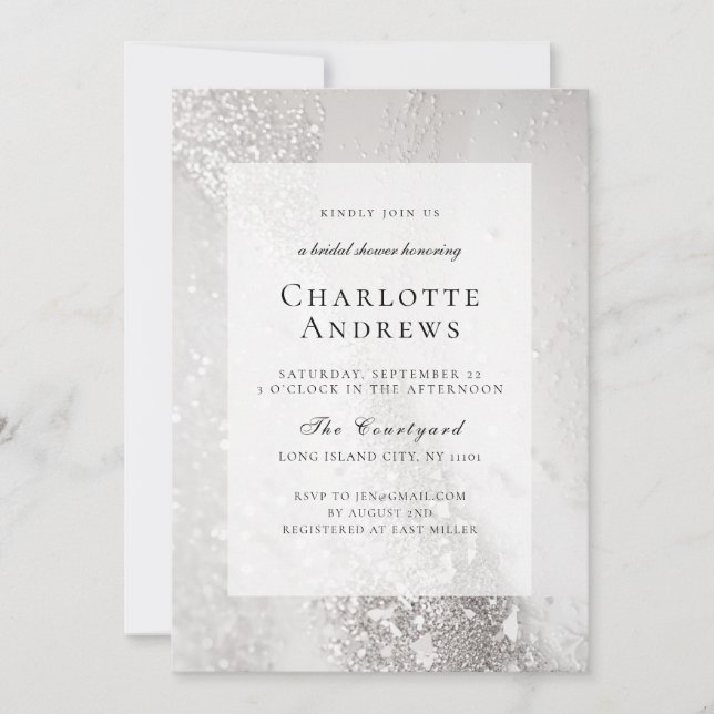 Glitter, Modern, Bridal Shower Invitation (Front)