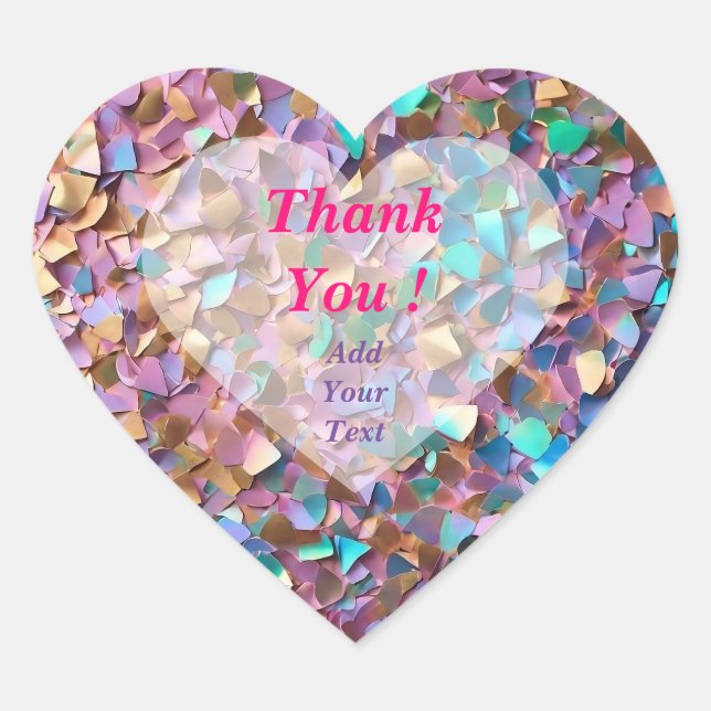 Glitter Modern Opal Holographic Collection Heart Sticker (Front)