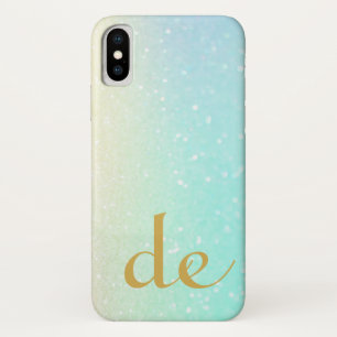 Glitter Monogram Gold Modern Chic iPhone X Case