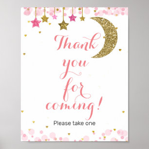 Glitter moon Thank you for coming Favor Sign