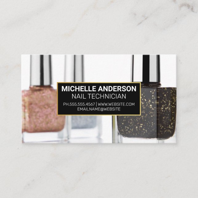 Glitter Nail Polish Bottles Business Card (Front)