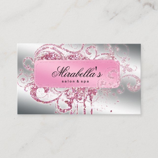 Glitter Nail Salon Appointment Elegant Loyalty Card (Front)