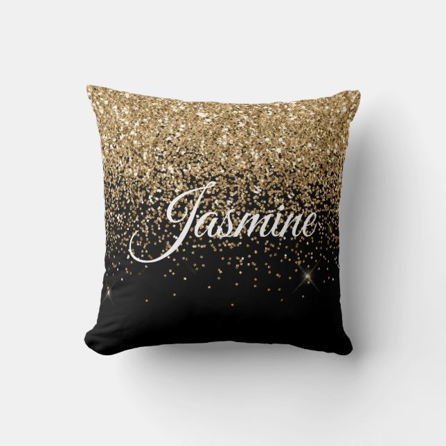 Glitter Name Pillow Black (Front)