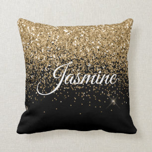 Glitter Name Pillow Black