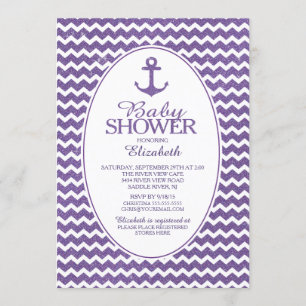 Glitter Nautical Anchor Baby Shower Invitatation Invitation