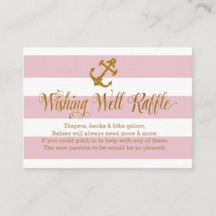 Glitter Nautical Baby Wishing Well Raffle Card