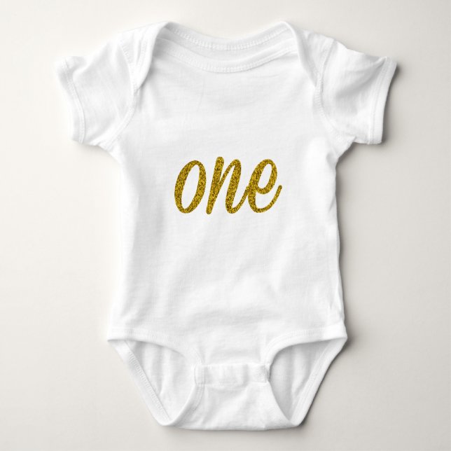 Glitter Number ONE (1) Baby Bodysuit (Front)