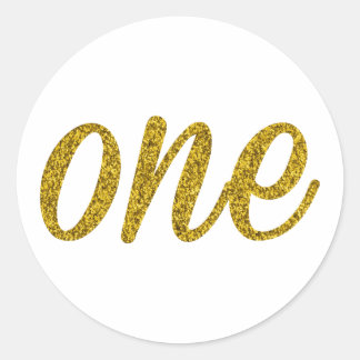 Glitter Number ONE (1) Classic Round Sticker