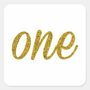 Glitter Number ONE (1) Square Sticker