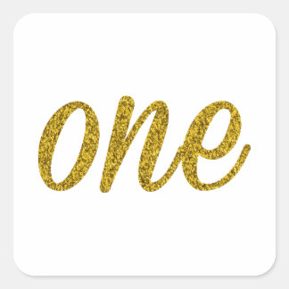 Glitter Number ONE (1) Square Sticker