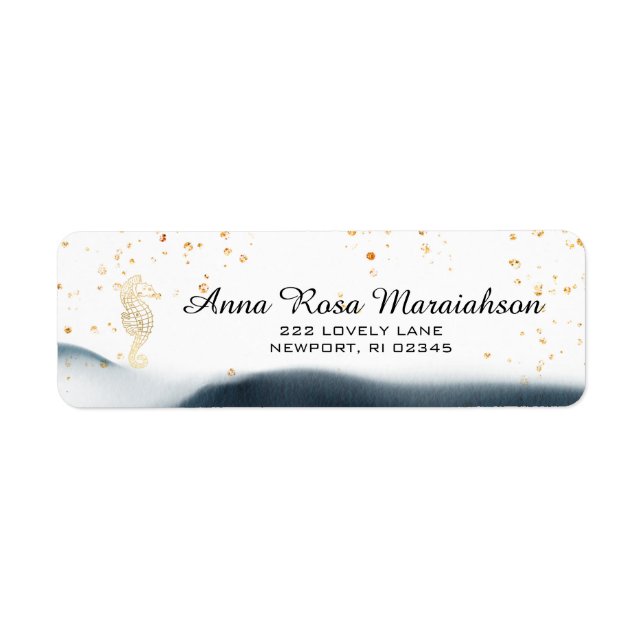 *~*Glitter Ocean Nautical Beach SEA HORSE Gold (Front)