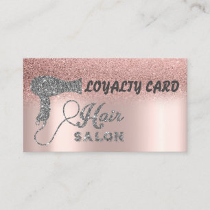 Glitter Ombre Rose Gold Hearts,Hairdryer Loyalty Card