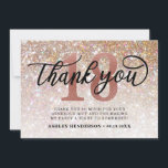 Glitter Ombre Sweet 18 Birthday Thank You Card<br><div class="desc">Thank your family and friends for celebrating your  18 birthday with you! Design featuring elegant glitter champagne background,  rose gold 18 and calligraphy script 'thank you'' on the front of the card and eighteen on the back.Personalize with your message,  name and date.</div>
