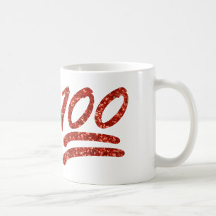 glitter one hundred emoji coffee mug