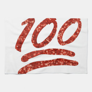 glitter one hundred emoji tea towel