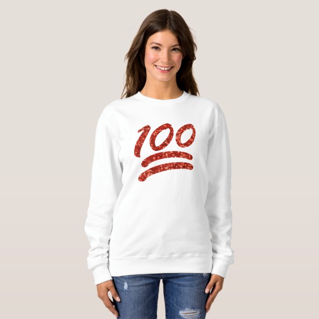 glitter one hundred emoji womens sweatshirt (Front Full)