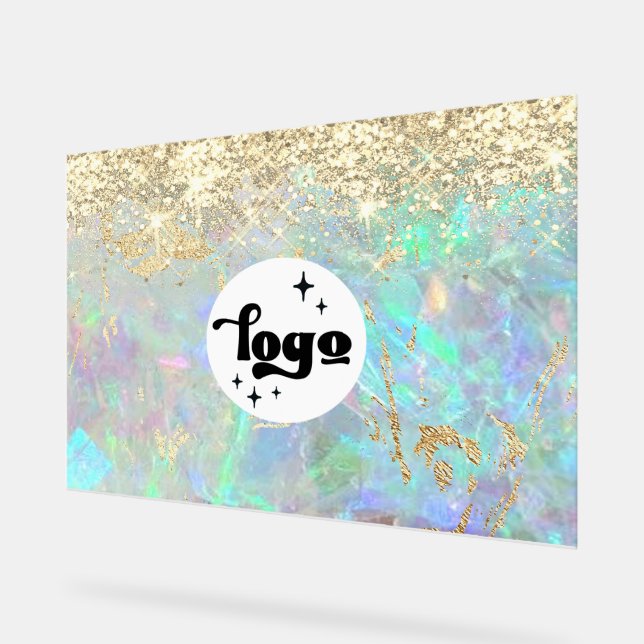 glitter opal background acrylic sign (Angle)