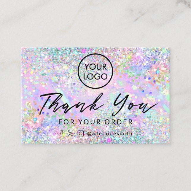glitter opal background thank you card (Front)