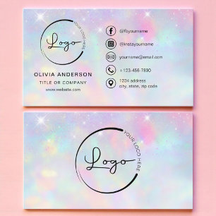 Glitter Opal Business Logo Social Media Card