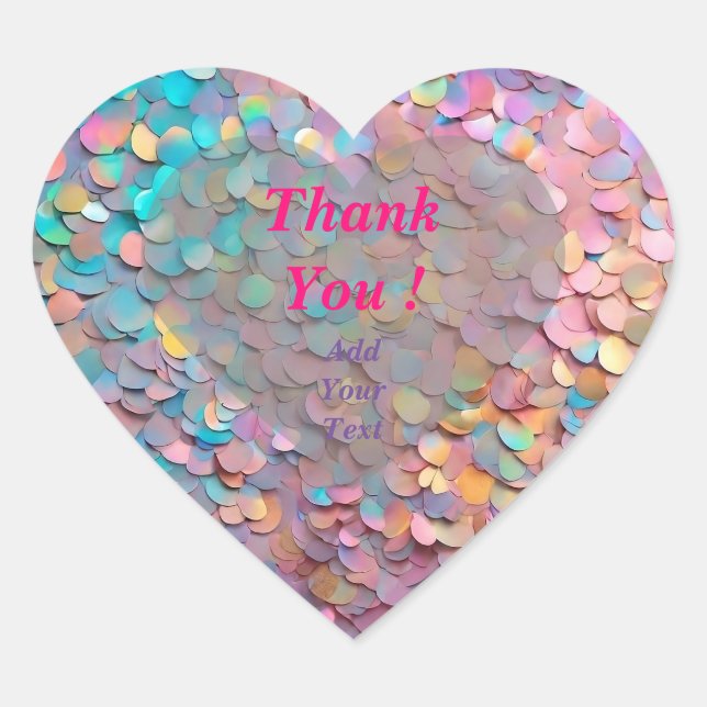 Glitter Opal Holographic Modern Collection Heart Sticker (Front)