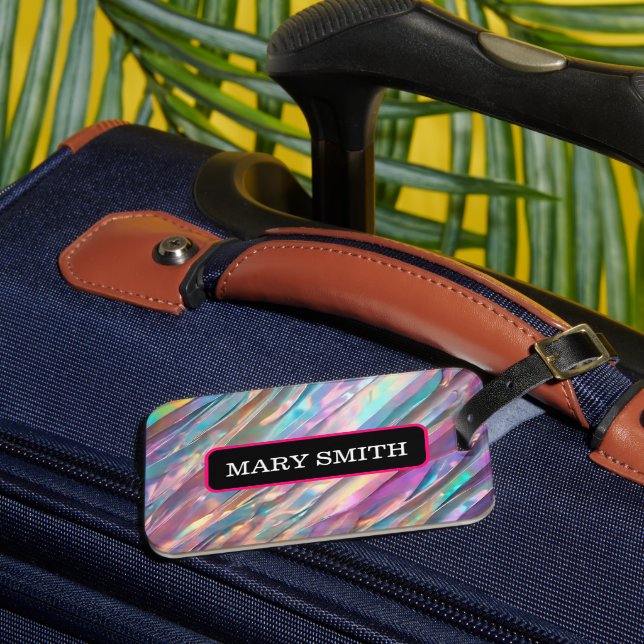 Glitter Opal Holographic Trendy Collection Luggage Tag (Front Insitu 3)