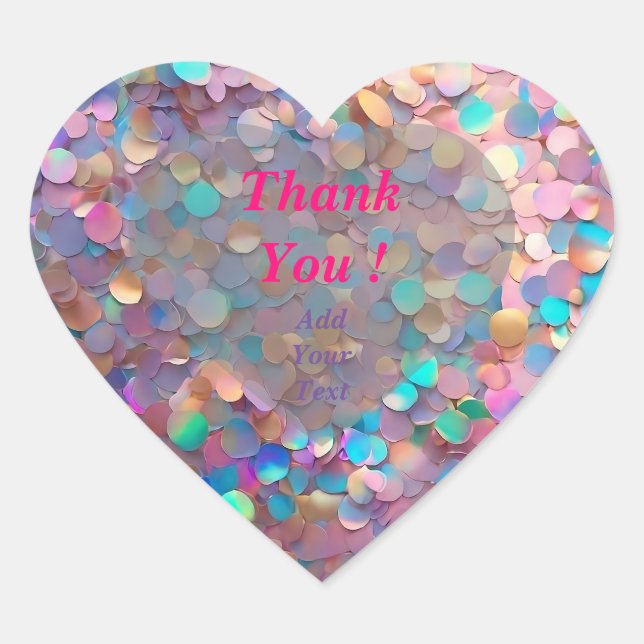 Glitter Opal Modern Holographic Collection Heart Sticker (Front)