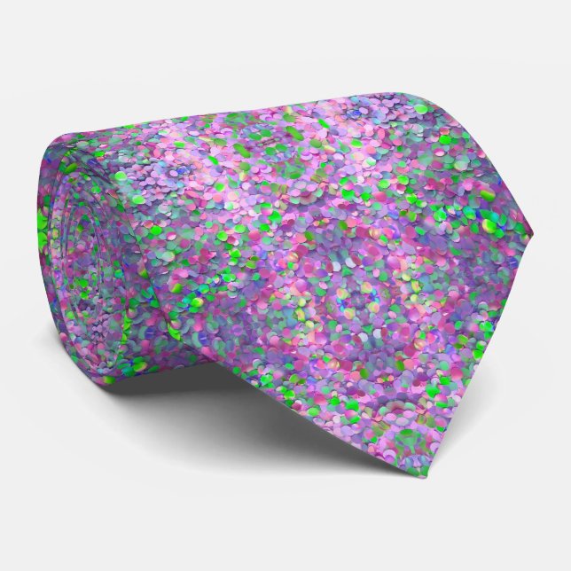 Glitter Opal Modern Holographic Collection Tie (Rolled)
